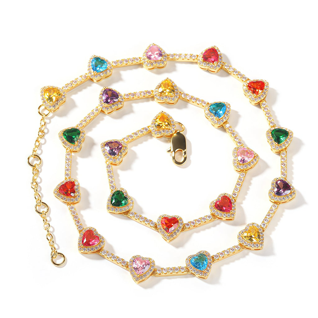 Colorful Heart Crystal Zirconia Necklace