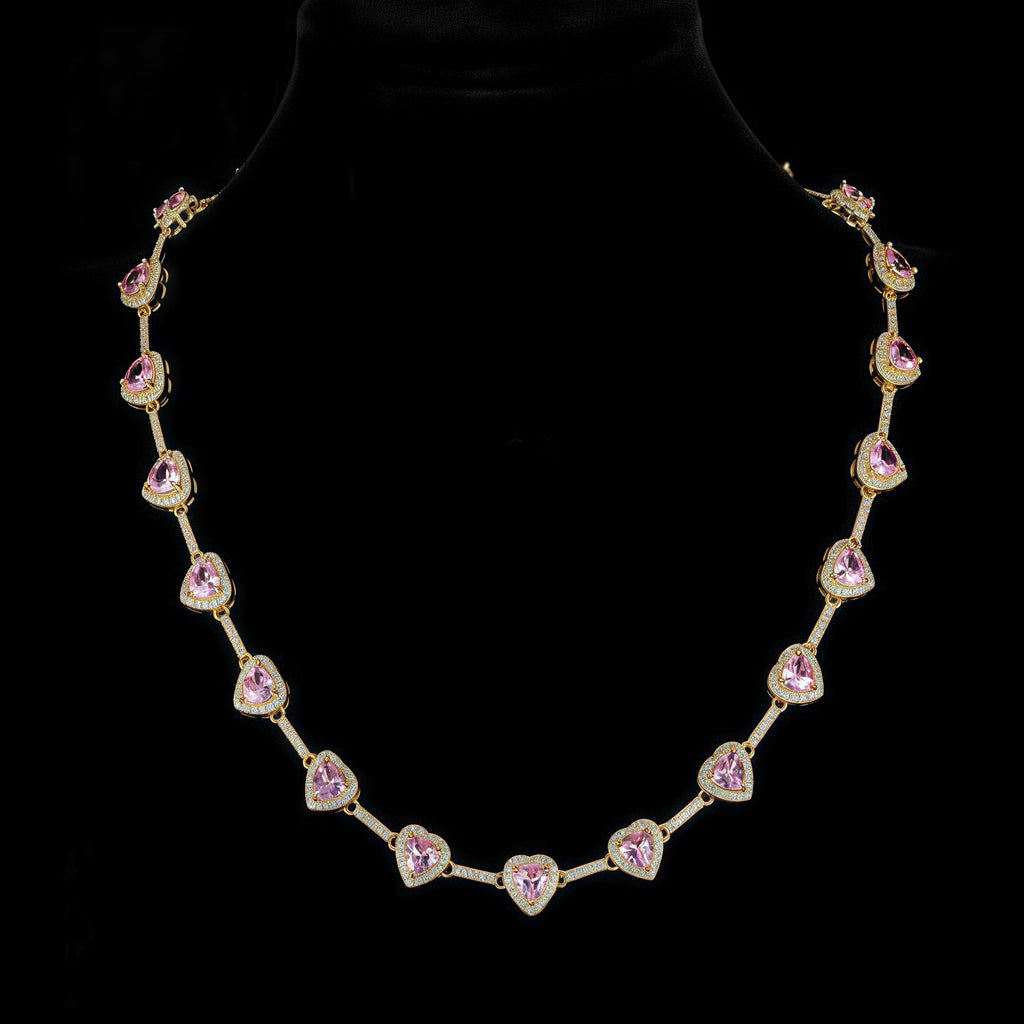 Pink Heart Crystal Zirconia Necklace