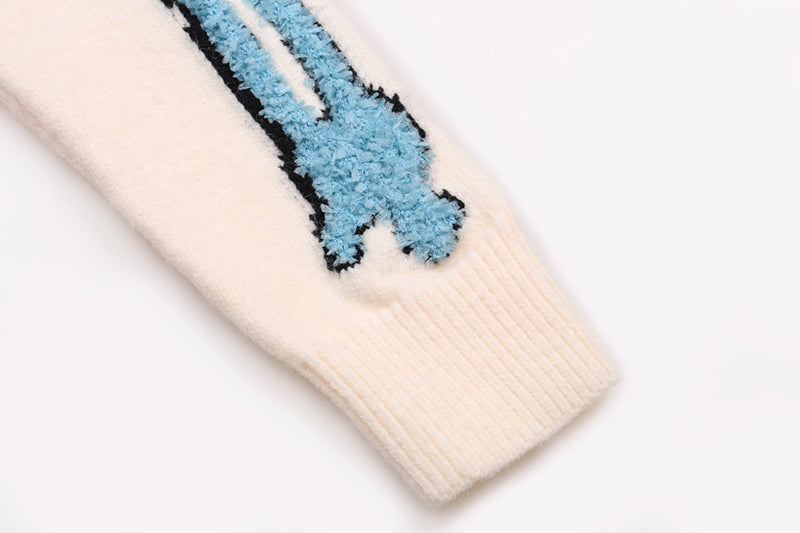 AMRI Cotton V-Neck Bones Cardigan Sweater Apricot