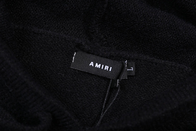 AMRI Cotton V-Neck Bones Cardigan Sweater Black