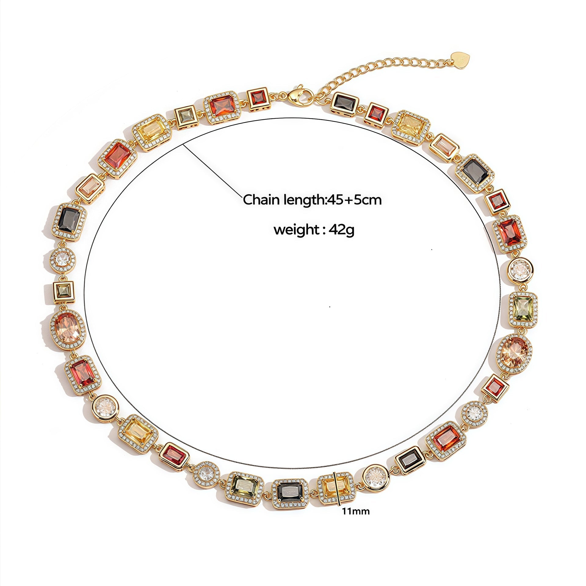 Colorful Square Crystal Zirconia Necklace
