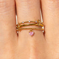 Triple Band Adjustable Ring with Heart Pendant