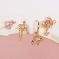 Sweet 4-Piece Pink Heart Earrings Set