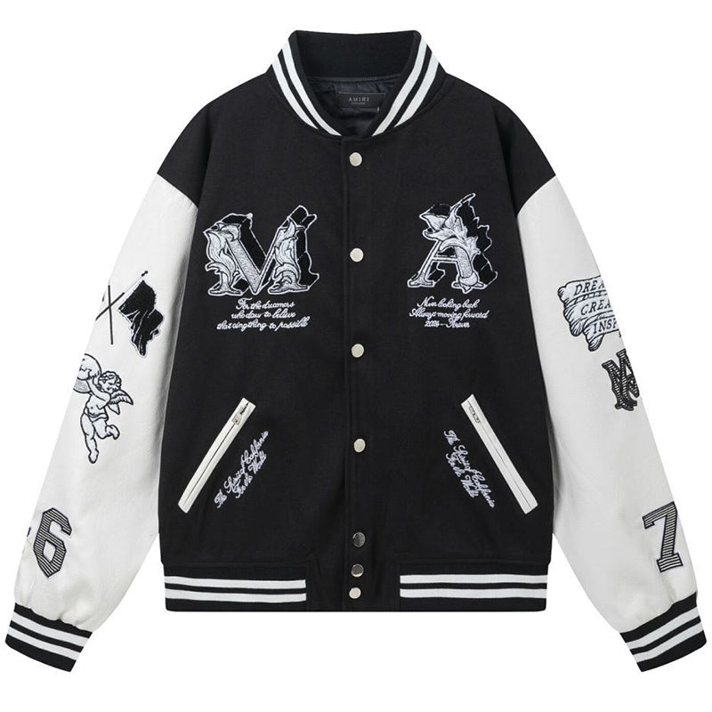 AMRI Angel Branded Woven Varsity Jacket