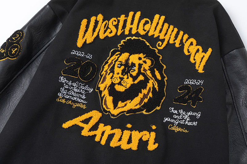 AMRI Appliquéd Wool-Blend and Full-Grain Leather Varsity Jacket