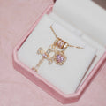Crystal Cross & Heart Necklace