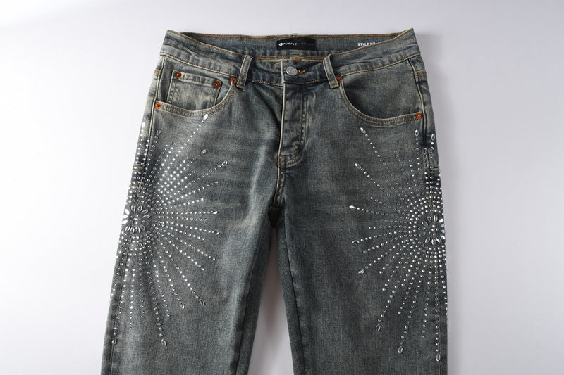 Purple Brand Crystal Diamond Jeans #9122