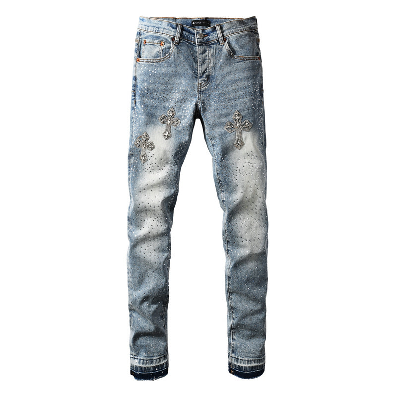 Purple Brand Crystal Diamond Jeans #9132