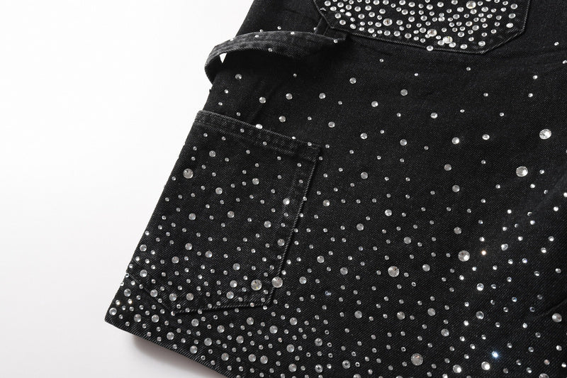 Purple Brand Crystal Diamond Denim Shorts #5099