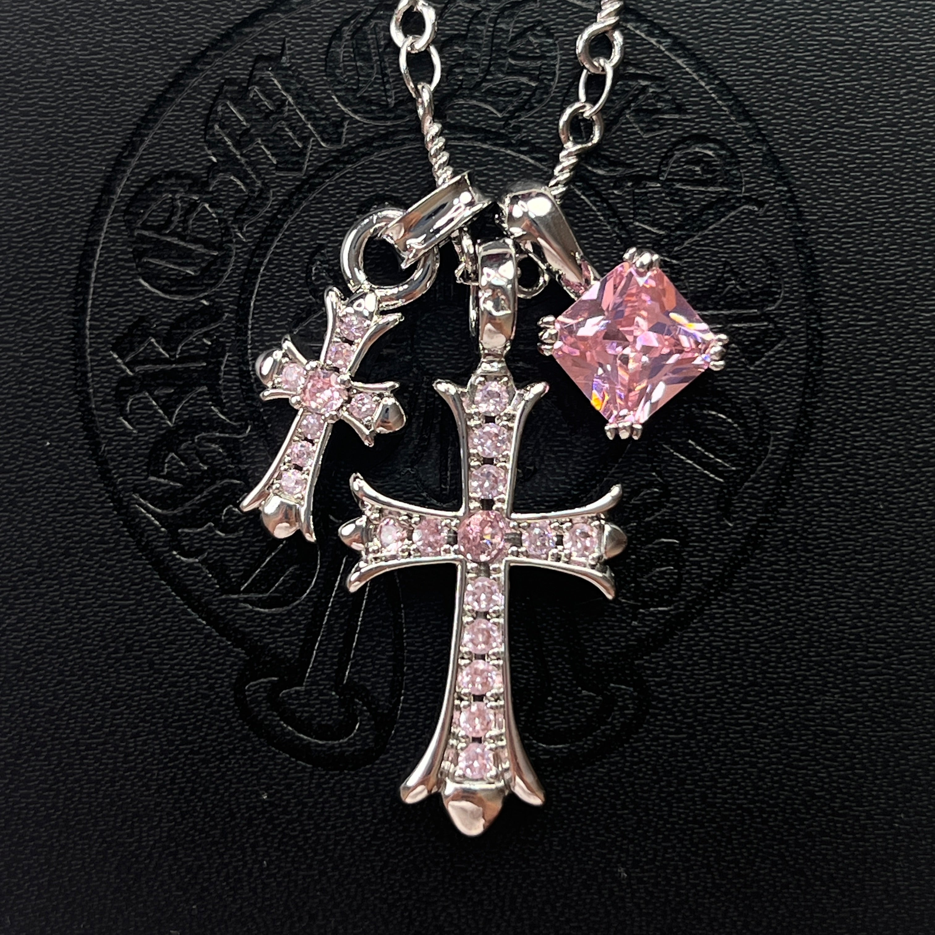 White Gold-Plated Cross Pendant Necklace