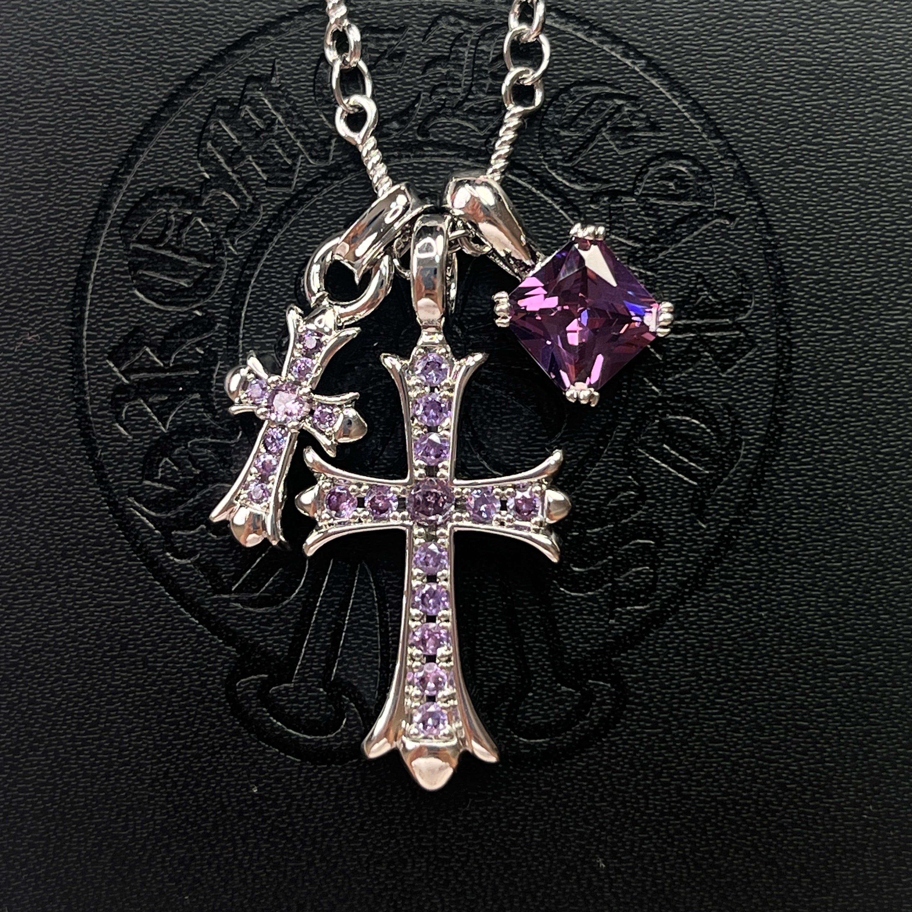 White Gold-Plated Cross Pendant Necklace