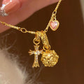 Cross & Heart Crystal Necklace