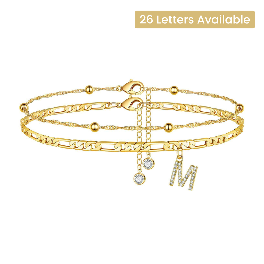 Waterproof & Tarnish-Free Beaded Initial Anklet