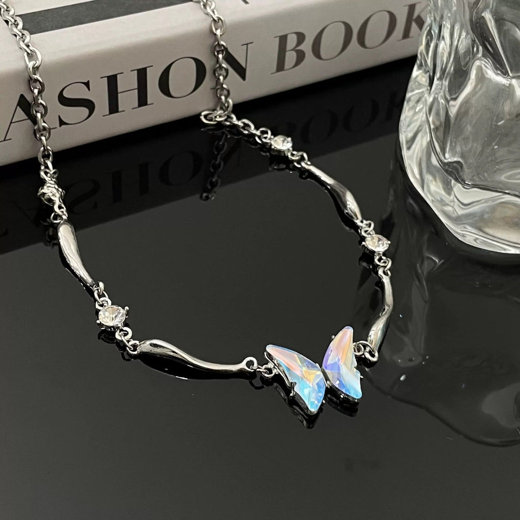 Colorful Zircon Butterfly Choker Necklace