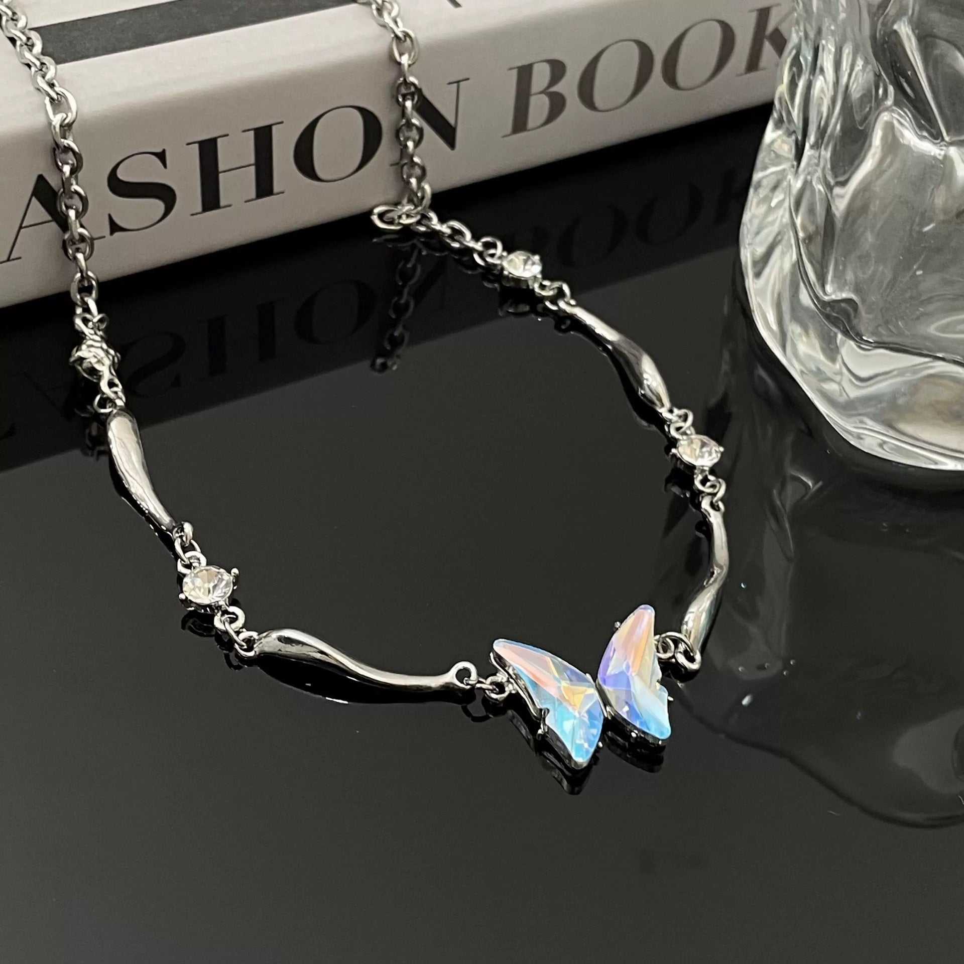 Colorful Zircon Butterfly Choker Necklace