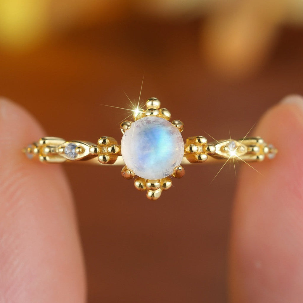 Gold-Plated Moonstone Open Ring