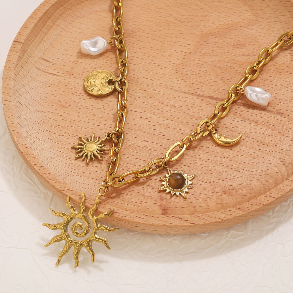 Gold Sun Charms Vacation Necklace