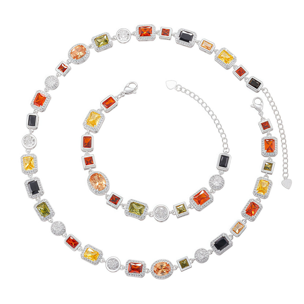 Colorful Square Crystal Zirconia Necklace
