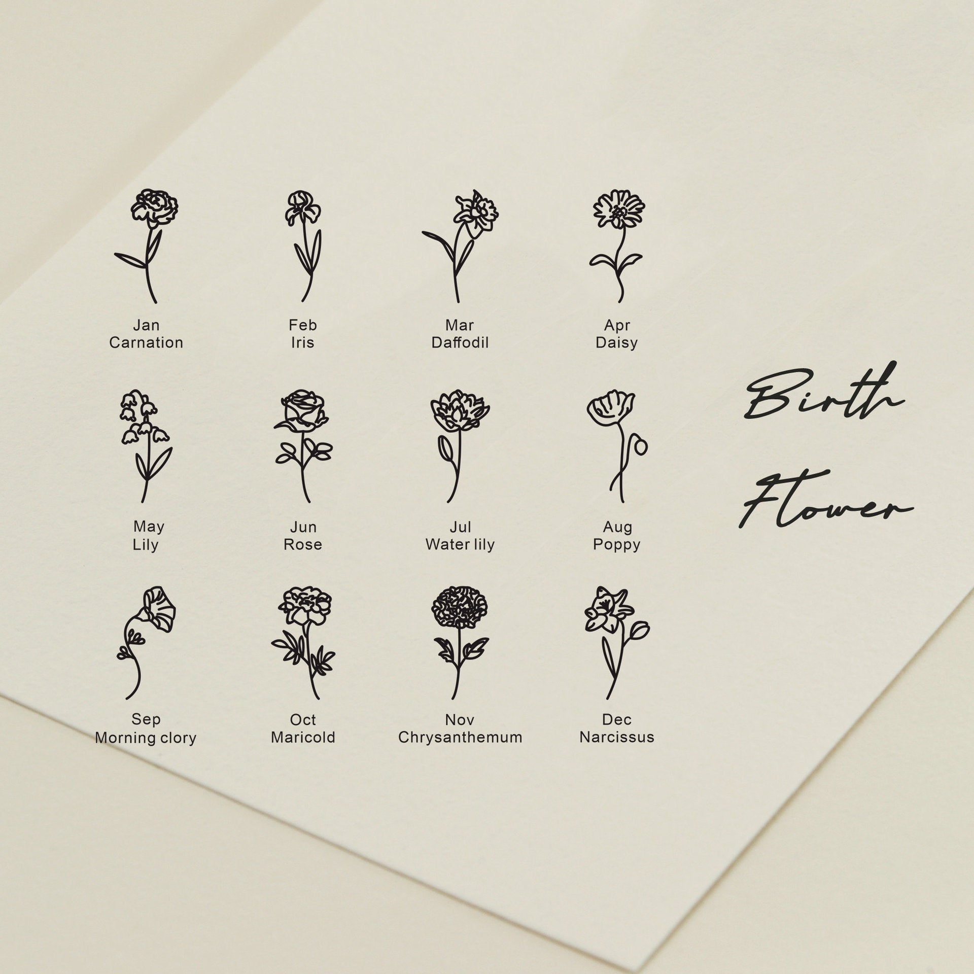 Personalized Birth Flower Name Necklace