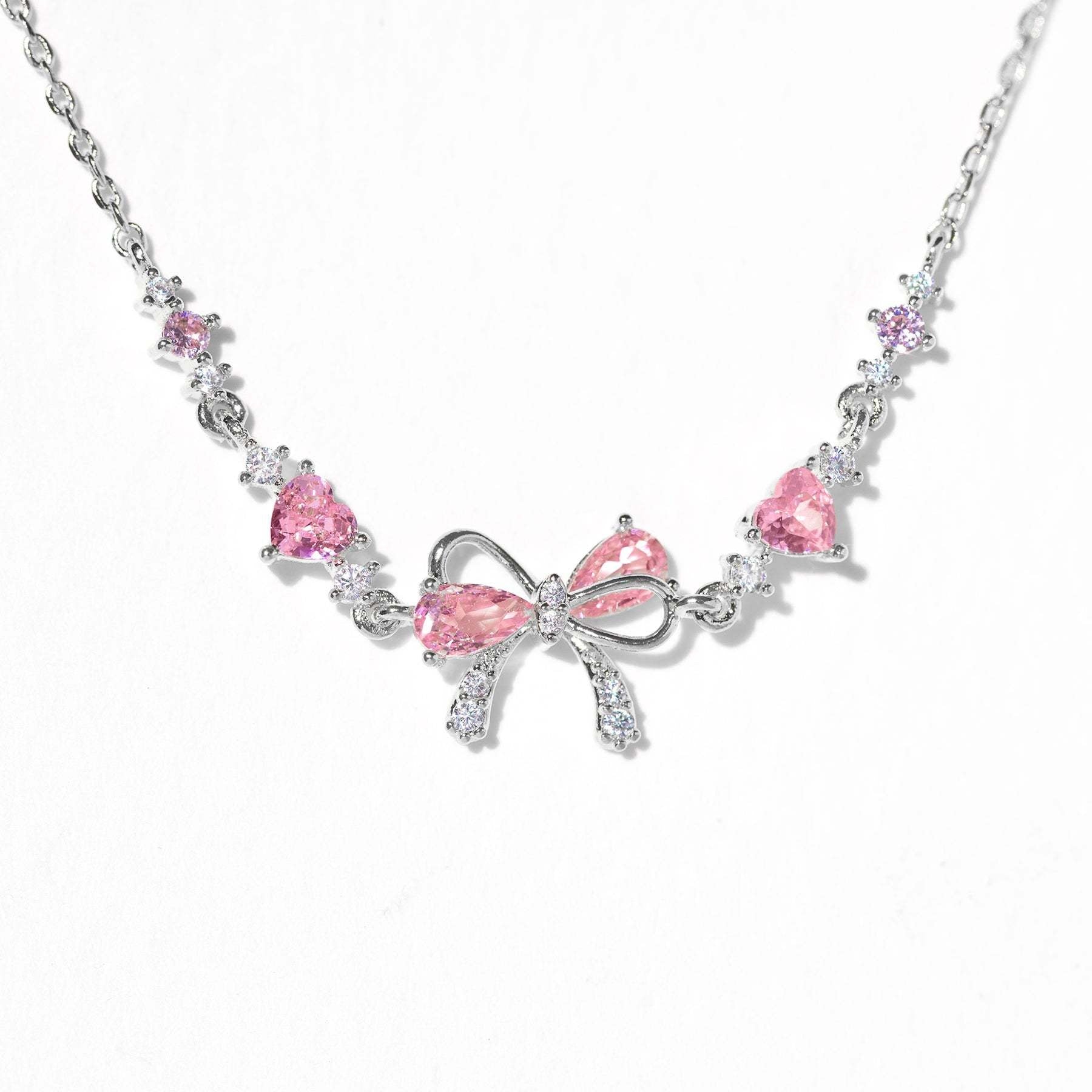 Sweet Pink Bow Crystal Stacking Bracelet
