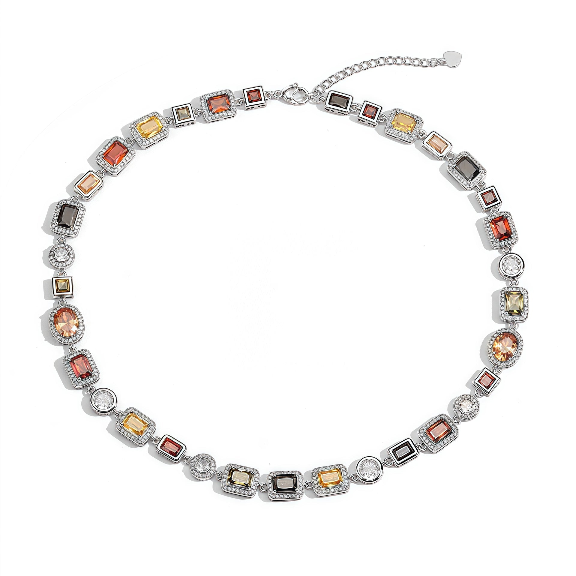 Colorful Square Crystal Zirconia Necklace
