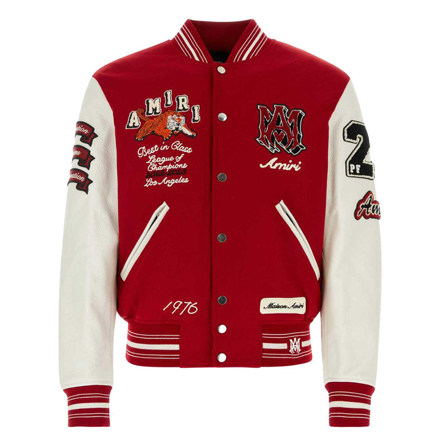 AMRI Varsity Vintage Patch Bomber Jacket