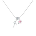 Shimmering Initial & Pink Heart Pendant Necklace