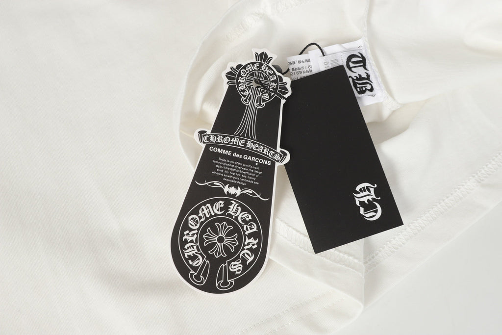 Chrome Hearts Logo Flag Long Sleeve Tee - Black White Gothic Street T-Shirt K2126