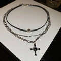 Layered Gothic Cross Necklace