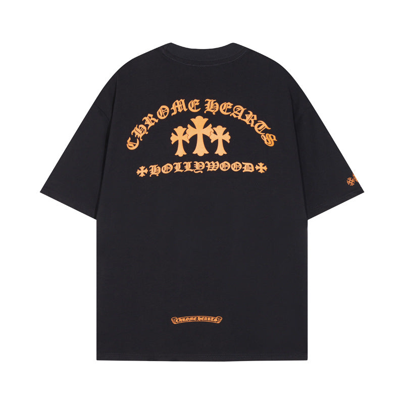 CHH Chrome Heart T Shirts CROW Summer Short Sleeve Embroidery Crew Neck Loose