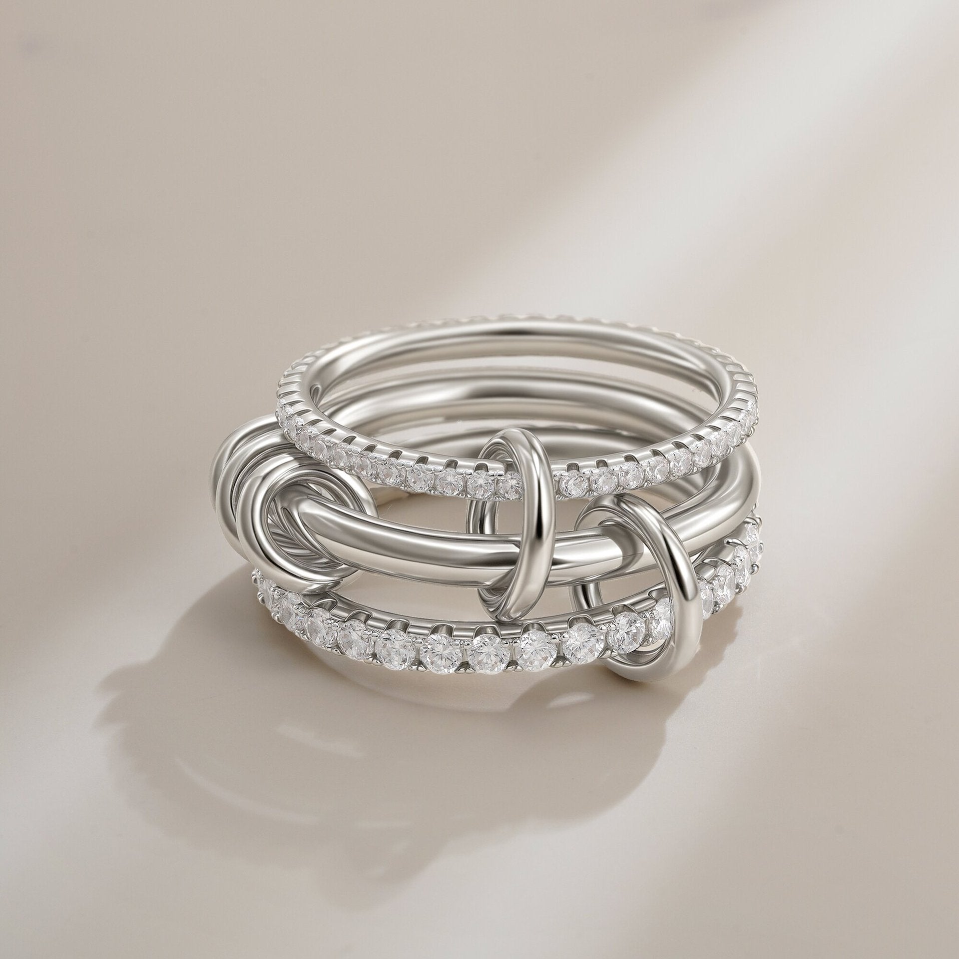 4-Layer Interlocking Zircon Stackable Ring