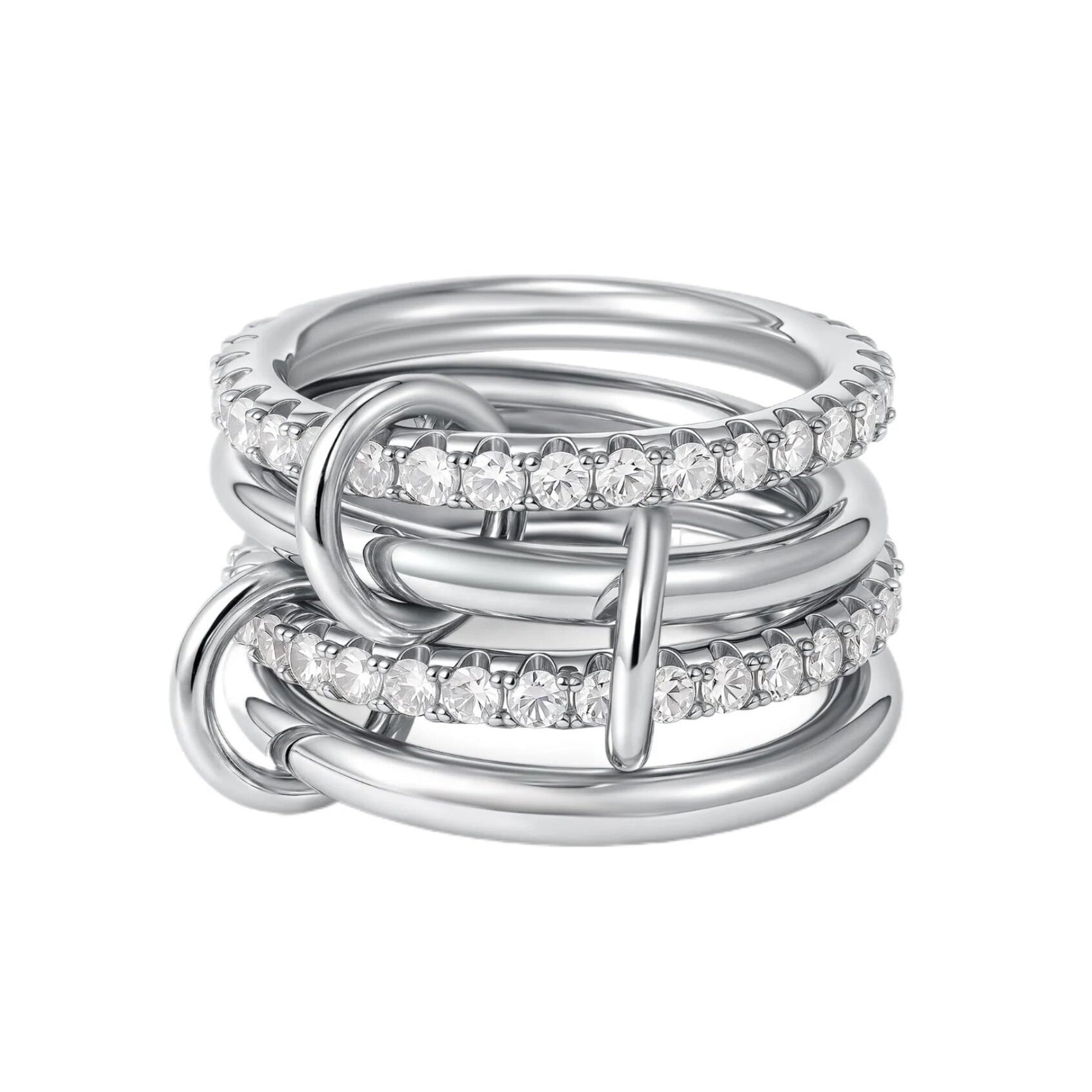 4-Layer Interlocking Zircon Stackable Ring