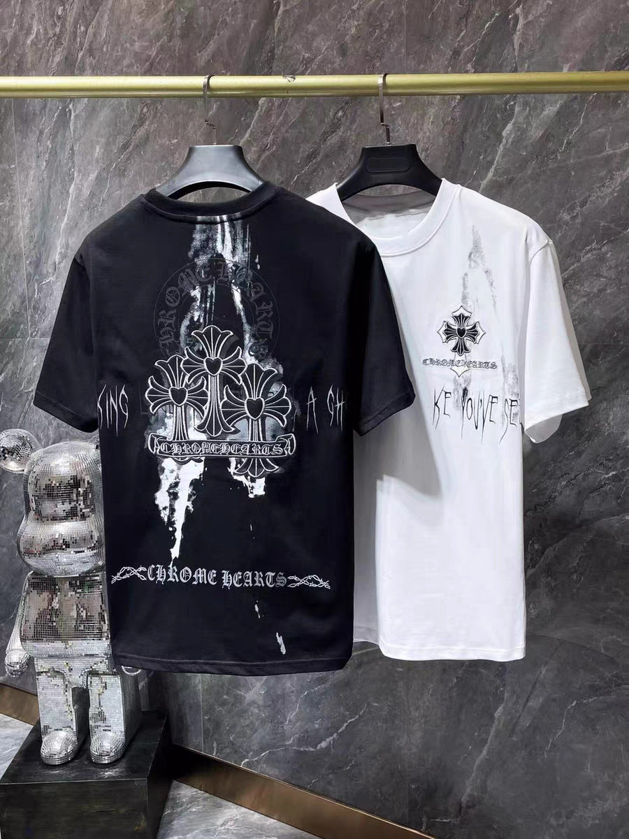 CHH Chrome Heart T Shirts Sanskrit Half Sleeve Crew Neck Short Sleeve Casual