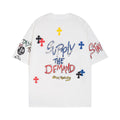 CHH Chrome Heart T Shirts Cross Print Sanskrit Hand Painted Graffiti Short Sleeve T-Shirt