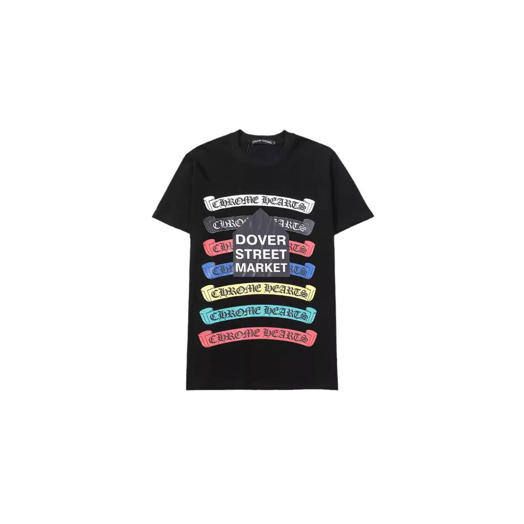 CHH Chrome Heart T Shirts Croix Cross Color Leather Printed Short Sleeve T-Shirt