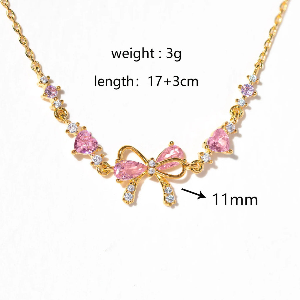 Sweet Pink Bow Crystal Stacking Bracelet