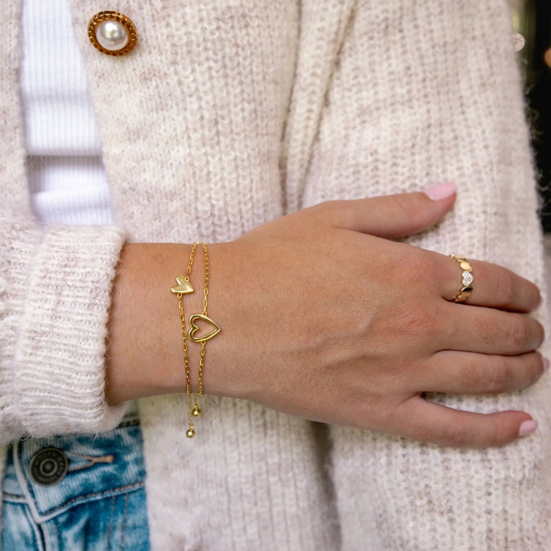 2 Pieces Matching Heart Bracelets ¨C BFF & Mother Daughter Set