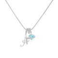 Personalized Initial & Heart Crystal Necklace - Silver