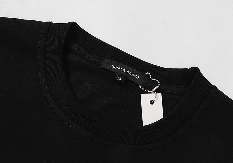 Purple Brand Logo Pattern Print T-Shirt