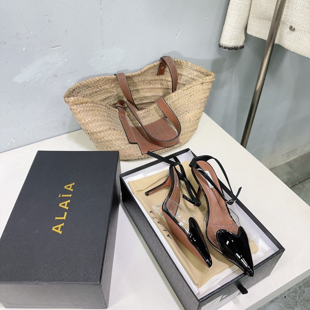 Alaïa Heart PVC Pointed Toe Slingback Mules – Spring/Summer Collection – 25SS