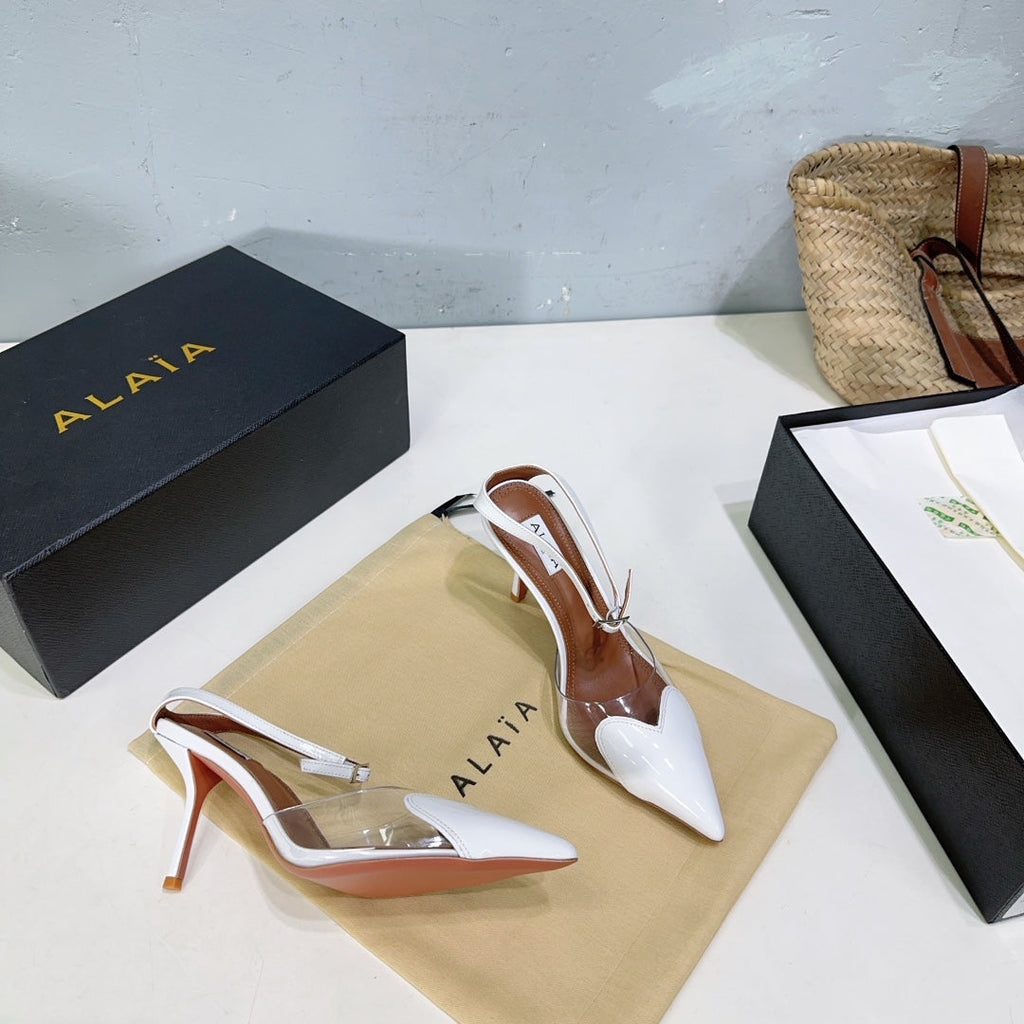 Alaïa Heart PVC Pointed Toe Slingback Mules – Spring/Summer Collection – 25SS
