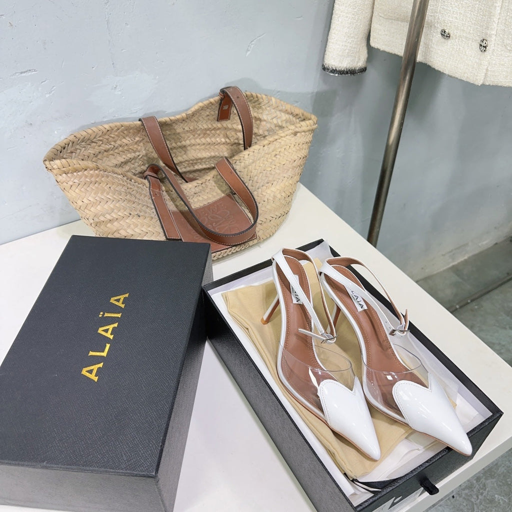 Alaïa Heart PVC Pointed Toe Slingback Mules – Spring/Summer Collection – 25SS