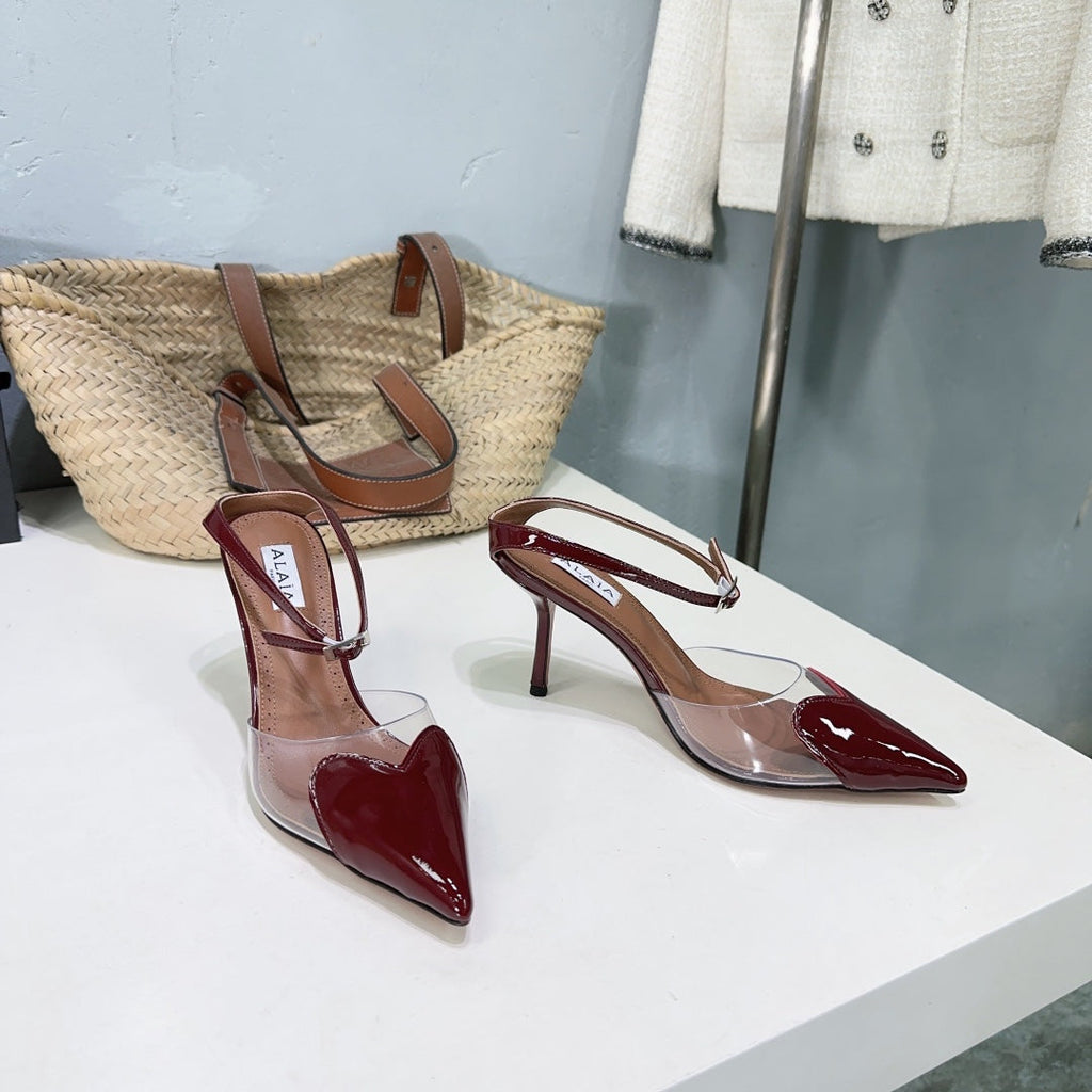 Alaïa Heart PVC Pointed Toe Slingback Mules – Spring/Summer Collection – 25SS
