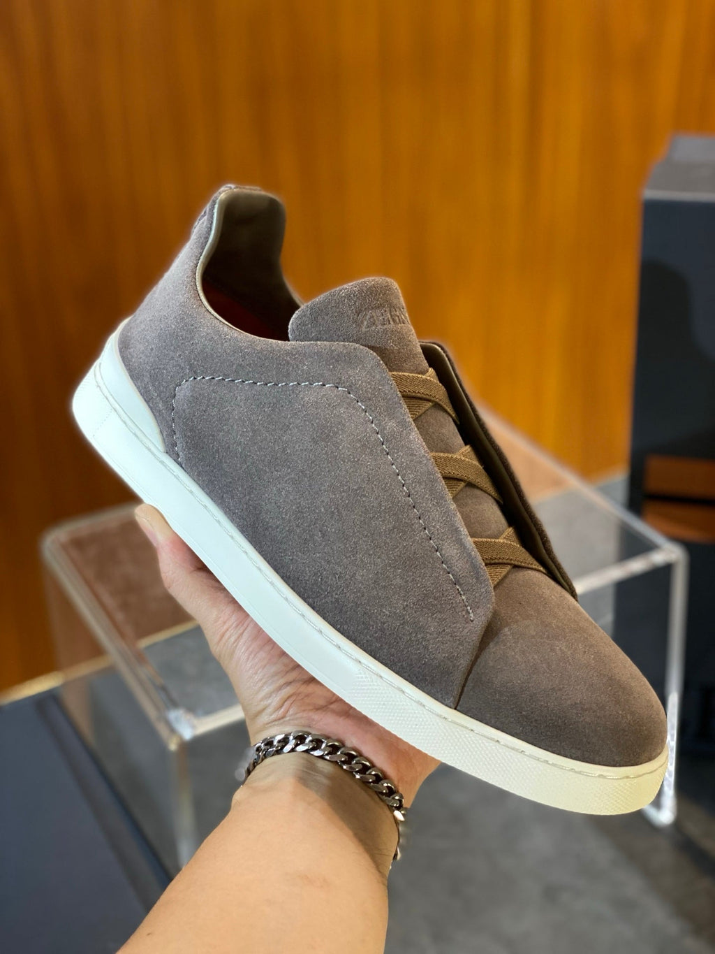 Zegna Triple Stitch Leather Sneakers