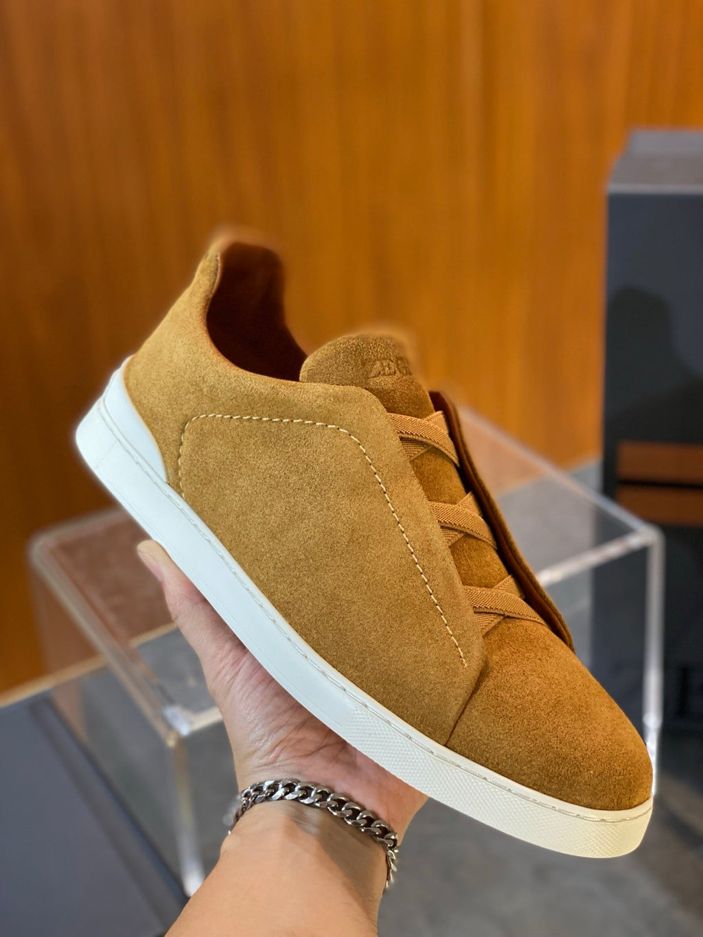 Zegna Triple Stitch Leather Sneakers