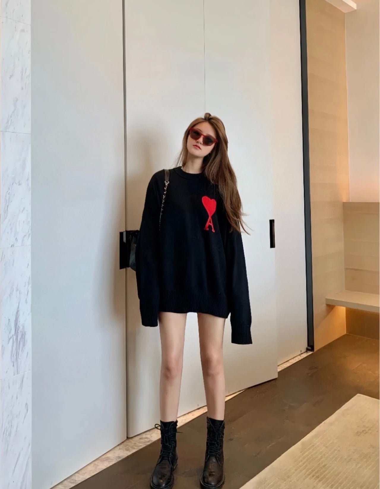 AMI Paris Heart Letter Knitted Sweater