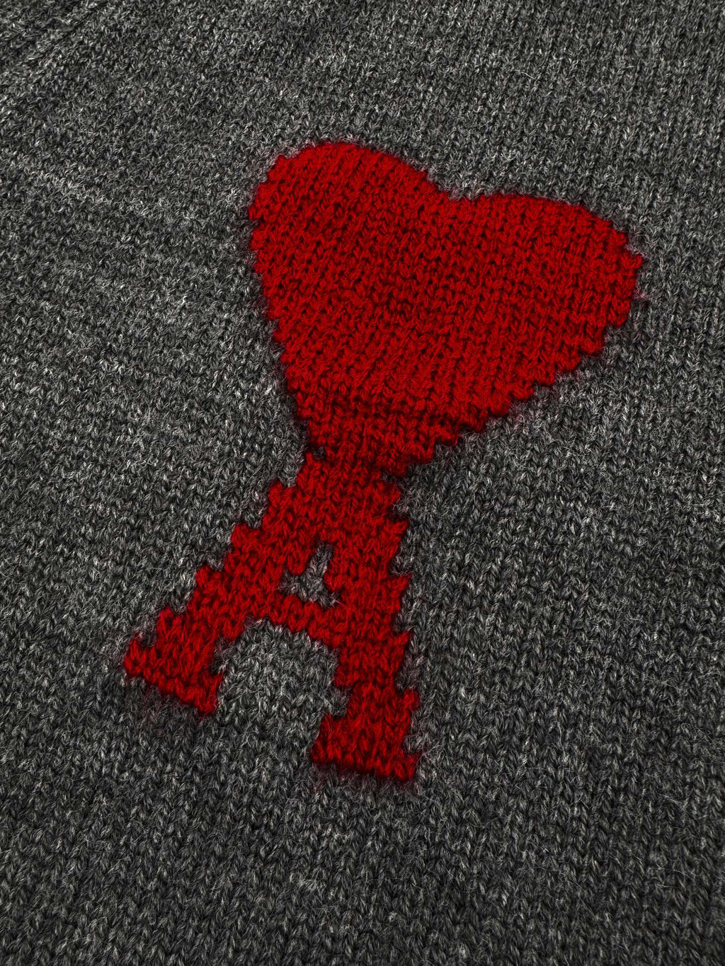 Ami Paris Heart Jacquard Merino Cardigan