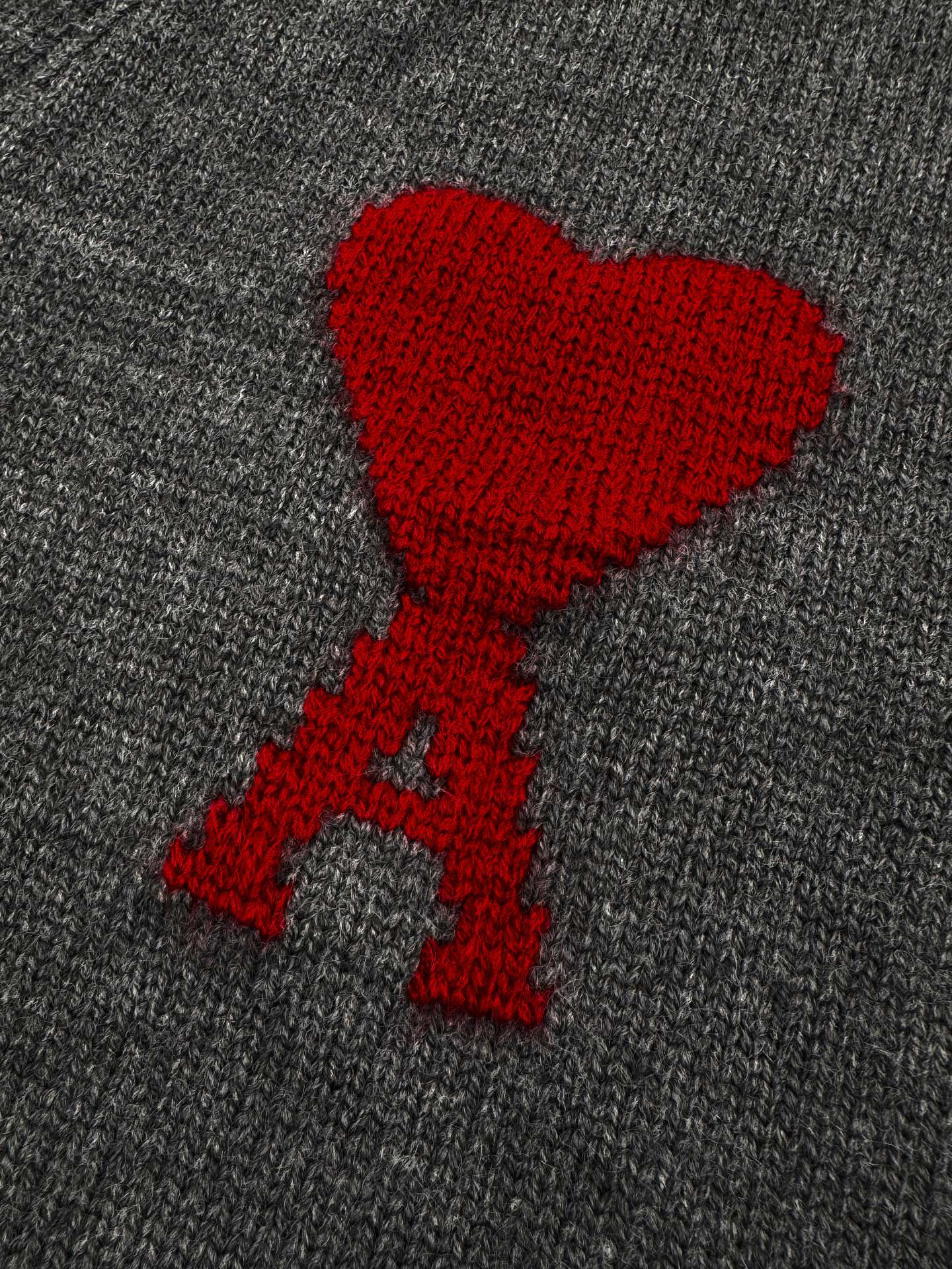 Ami Paris Heart Jacquard Merino Cardigan