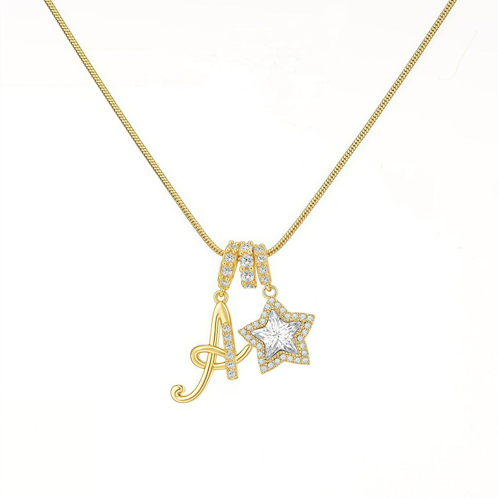 Initial & Star Pendant Necklace ¨C Waterproof & Tarnish-Free