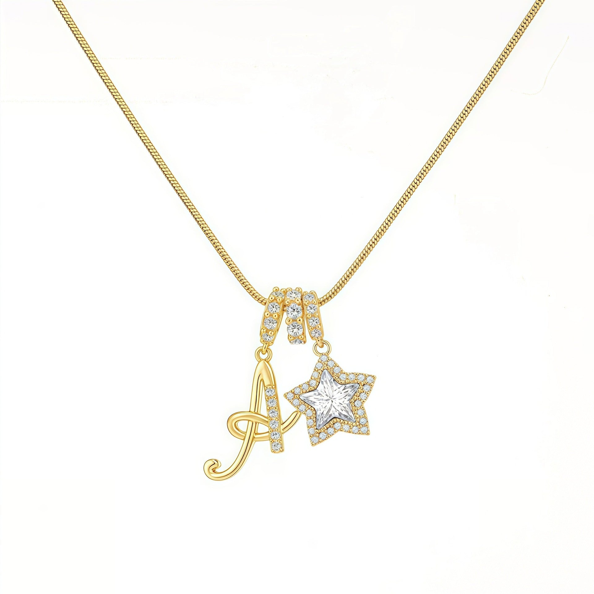 Initial & Star Pendant Necklace ¨C Waterproof & Tarnish-Free